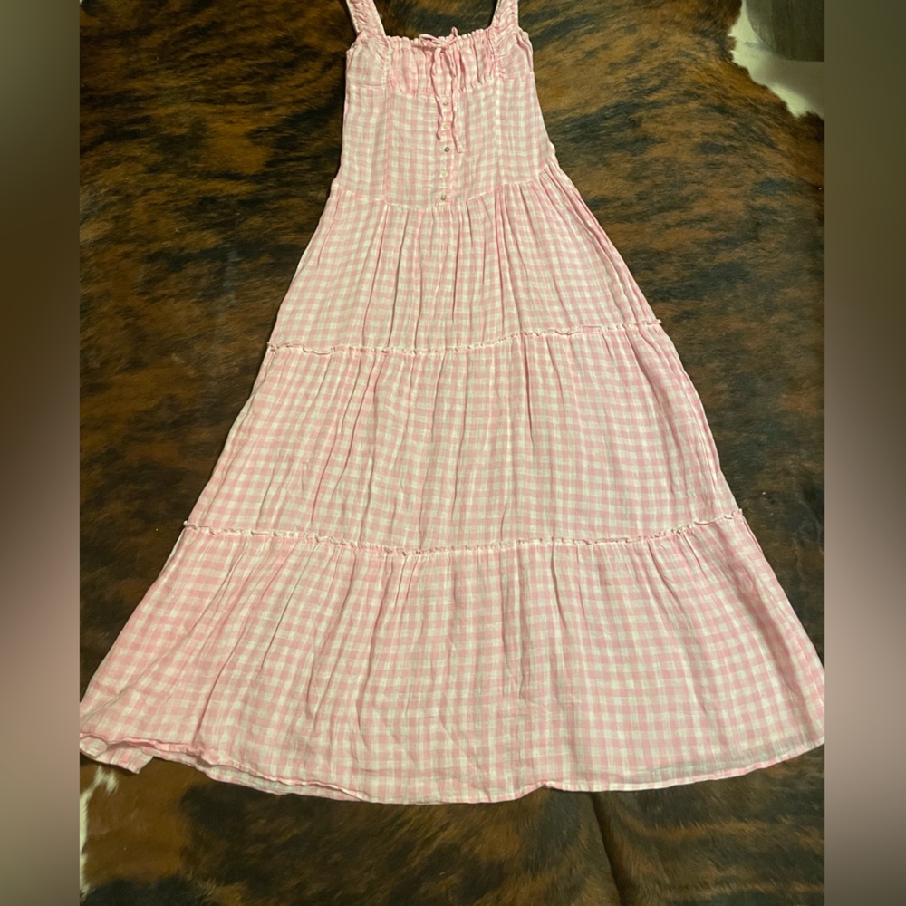 Frankie's Bikinis Pink Gingham Maxi Dress - Picture 7 of 9